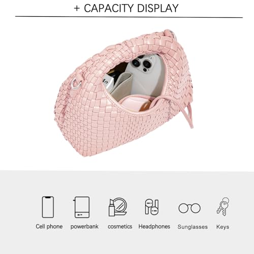 Image of JINMANXUE Fashion Mini Handbag For Women, Woven Tote Bucket Composite Bag Knitting Chain Bags, Crossbody Shoulder Purses