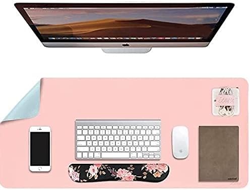 iCasso Desk Pad, Dual-Sided Multifunctional Mouse Pad,Waterproof PU Leather Desk Blotter Protector Desk Mat, Large Desk Writing Pad for Work, Game, Office, Home Accessories - 31.5" x 15.7" - Pink/Blue
