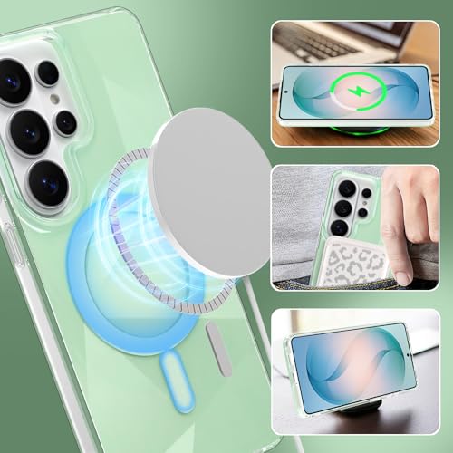 Image of Magnetic Case for Samsung Galaxy S26 Ultra [Compatible with Magsafe] [Anti-Yellowing] [1 Screen Protector] Shockproof Slim Iridescent Sparkly Case for Galaxy S26 Ultra 6.9 inch, Green