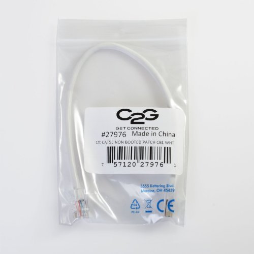 Image of C2G 00612 Cat5e Cable - Non-Booted Unshielded Ethernet Network Patch Cable, White (12 Feet, 3.65 Meters)