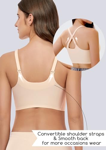 Wireless Bras for Women No Underwire Seamless Bra Full Coverage V Neck Push Up Bralette Ultra Comfortable Tshirt Bra4