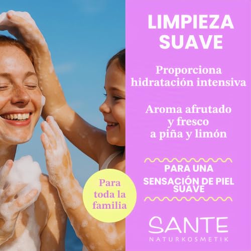Miniatura 3 de SANTE Naturkosmetik Gel de ducha refrescante con aroma cítrico, cuidado de ducha hidratante para piel suave de tamaño familiar, con piña orgánica y lima, gel de ducha Family 1 x 950 ml