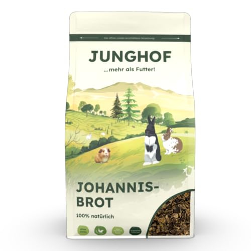 Junghof Johannisbrot | 350 g | Einzelfuttermittel für Nager | 100% natürlich | Für das Wohlbefinden und zur Beschäftigung | Grobe Struktur zum Ausleben des Nagetriebes