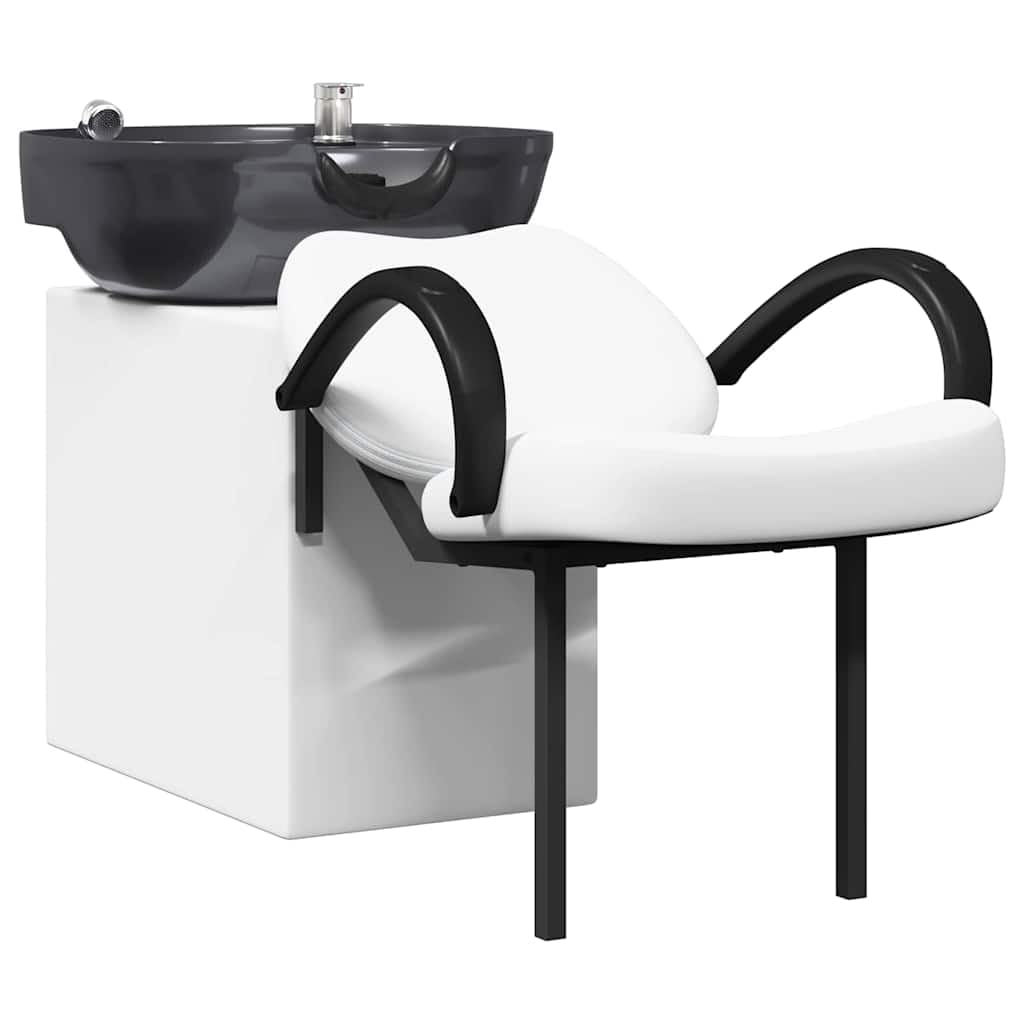 vidaXL Silla de Shampoo Manual y Negro 136 x 60 x 92 cm PVC, Silla de Shampoo Ajustable, Asiento Moderno, cómodo para estilistas, diseño Minimalista
