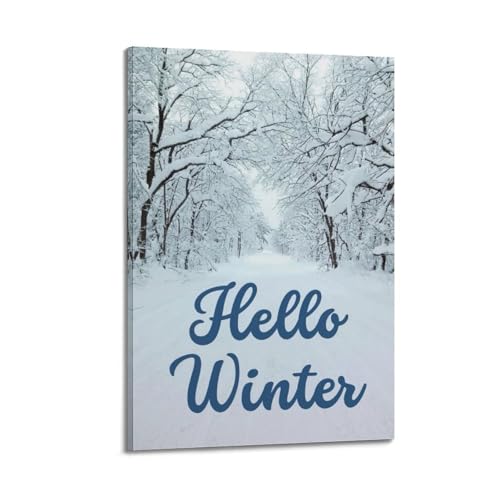 Art mural moderne Snowy Road Hello Winter JIDUHON cadre esthétique