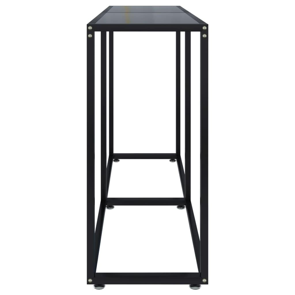 vidaXL Konsolentisch Konsole Beistelltisch Flurtisch Sideboard Ablagetisch Wandtisch Glastisch Tisch Schwarz 140x35x75,5cm Hartglas Stahl