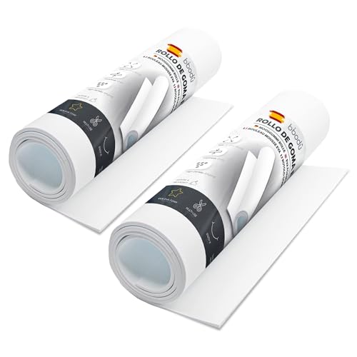 Bibodu Pack 2 Rollos Goma Eva Blanca 5mm Grosor Tamaño 150 Cm X 32cm, Densidad 80 Kg M3 Goma Eva Blanco Para Manualidades Diy, Disfraces Cosplay, Halloween Apto Niños Y Niñas