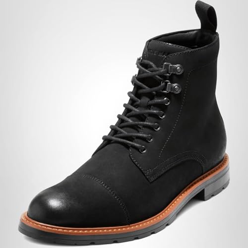 Cole Haan Cole Haan Men's Chamberlin Grand Cap Toe Boots, Black Nubuck/Black Water Resistant, 10.5-M US