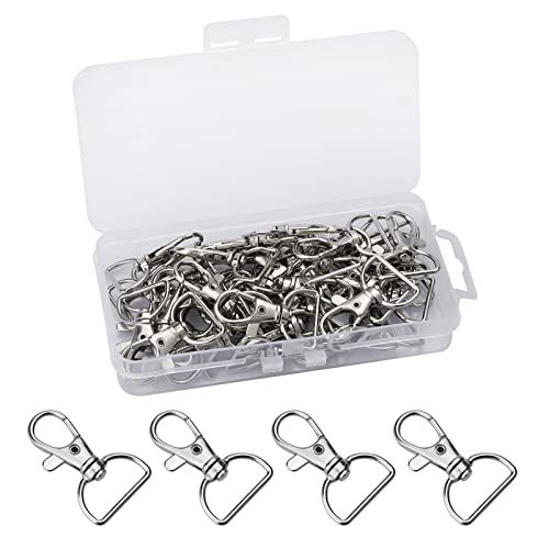 40 Piezas Plata Llavero Giratorio, Giratorio de 360 Grados Gancho de Mosquetones, ganchos para llavero con anillo en D para bolsas, clips de cordón, cadenas para cachorros, Accesorios para Ganchos