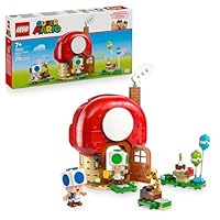 LEGO Super Mario Fiesta en la casa de Toad - Juego Interactivo con 2 Figuras, Cocina, Dormitorio y Mesa de Picnic - Regalo Gamer de Nintendo para Niños y Niñas de 7+ Años 72041