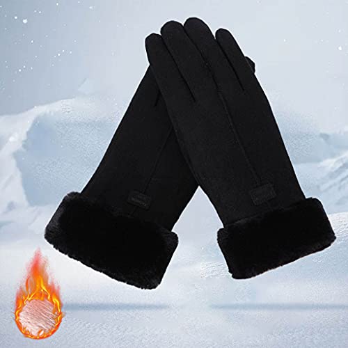 oshhni Luvas femininas macias para outono, luvas à prova de vento, luvas de tela de toque de inverno
