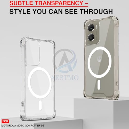 Image of AESTMO Clear Back Cover for Motorola Moto G06 Power 5G | 360 Protection | Transparent Back Cover for Motorola Moto G06 Power 5G (PC + TPU, Compatible with MagSafe Accessories, Transparent Bumper)