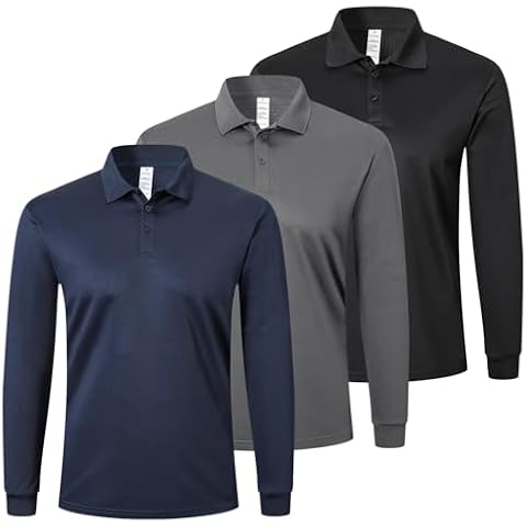 ZENGVEE Men's Long Sleeve Polo Shirt 3 Pack Cover