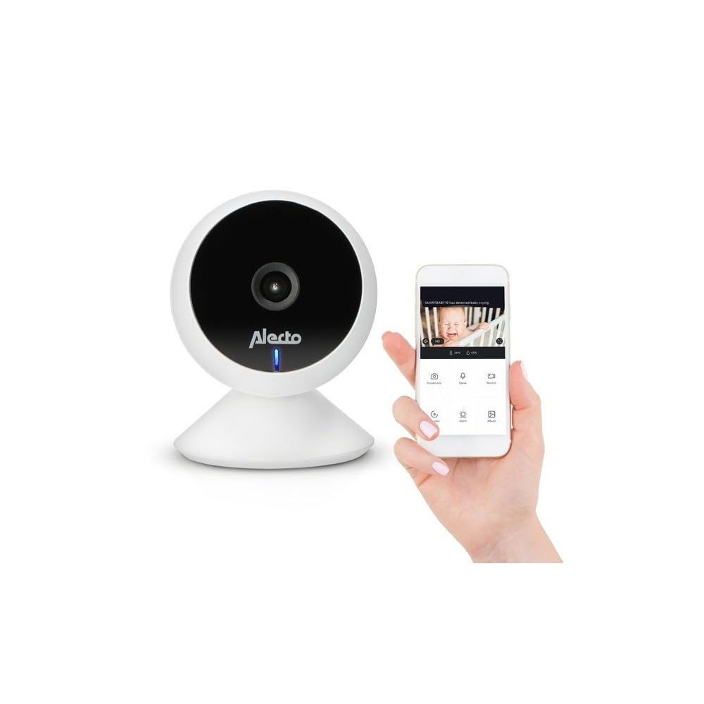 Alecto Smartbaby5 elektroniczna niania z kamerą – elektroniczna niania Wi-Fi z kamerą – funkcja interkomu – widoczność w nocy na podczerwień – czujnik ruchu – sterowanie aplikacją – rozdzielczość HD –
