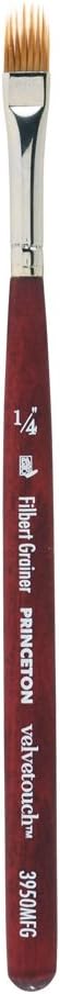 Princeton Velvetouch Artiste, Mixed-Media Brush for Acrylic, Watercolor & Oil, Series 3950 Mini Filbert Grainer Luxury Synthetic, Size 1/4