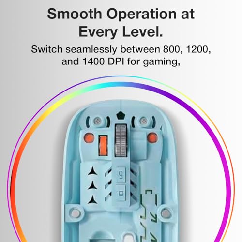 Image of Glassology Transparent 2.4GHz Wireless + Bluetooth Mouse, Multi-Device Dual Mode Slim Rechargeable Silent Click Buttons Wireless BT Mouse, Adjustable DPI 800-1200-1600 Blue