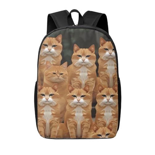 Fashion Backpack 17 Inch Casual Travel Daypack Lightweight Laptop Bags Orange Cats Laptop Backpacks for Women Men