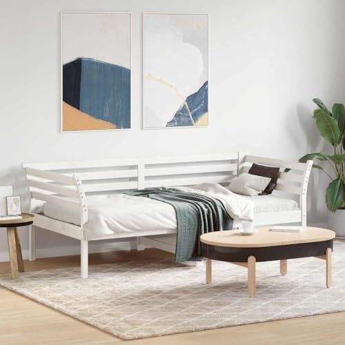 Genérico Diván sin colchón Blanco 75x190 cm Madera Maciza de Pino,Camas y Accesorios,Camas y somieres-842883