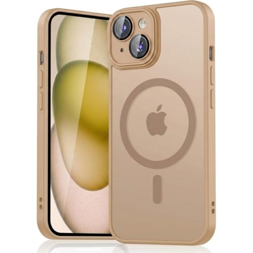 Image of Elzzi Magnetic iPhone 15 Case [MIL-Grade Drop Tested] Compatible with MagSafe Translucent Matte TPU + Hard PC Shockproof Anti-Scratch Cover, Desert