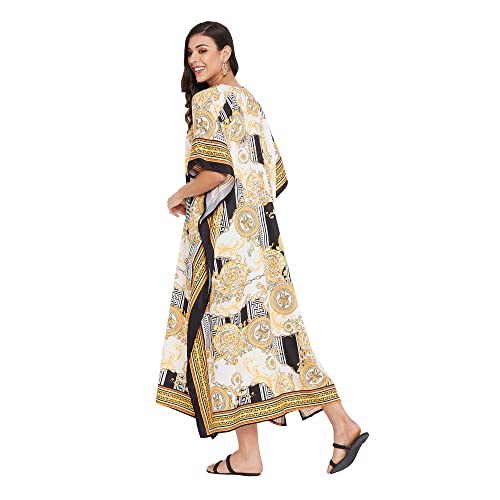 Image of Oussum Women Polyester Casual Long Plus Size Beach Caftan Cover Up Maxi Dress 1X-3X Summer Kaftan Dresses for Women