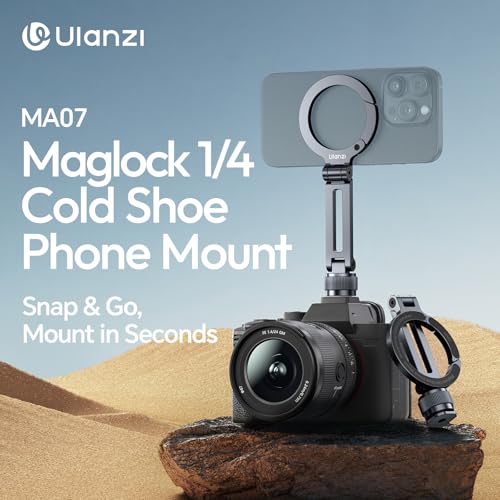 Image of Ulanzi MA07 Magnetic Phone Tripod Mount for Magsafe, Aluminum Camera Phone Mount with 1 /4 inch Screw, Cold Shoe Magnetic Tripod for Camera, Copatibale with iPhone 16 /15 /14 /13 /12 Series
