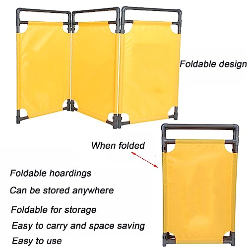 Barrera de tráfico retráctil, puerta de control de multitudes de PVC portátil de 3 paneles con cartel, valla de seguridad plegable para seguridad de eventos (10 piezas)