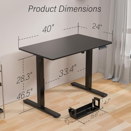 Image of Kingant Standing Desk, 40x24 Inch Electric Height Adjustable Computer Desk