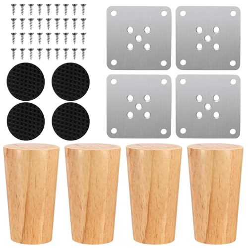 McBlast 4 PiezasPatas para Muebles de Madera, 8 cm Patas Muebles Sofá, Patas de Mesa de Madera Cónicas para Mueble Mesa Gabinete Cama Mesitas Sillas Armarios Cónicas, con Accesorios