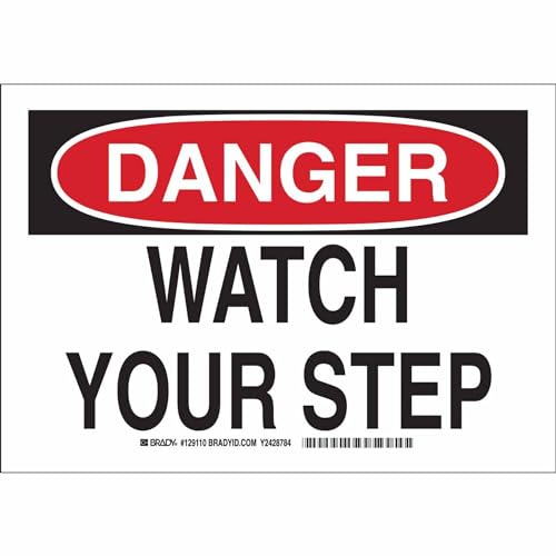 Panneau Watch Your Step Brady 129112 de sécurité noir et rouge 25,4x35,6 cm