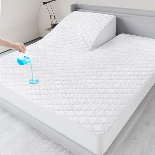 Split Top King Mattress Pad Waterproof Protector White (Cover Only)