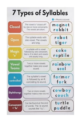 Structured Literacy Poster Syllable Types Chart