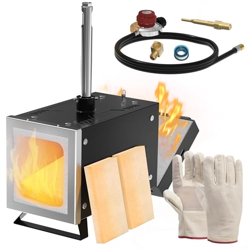 MMasters Portable Propane Forge, 1 Burner Single Door 2600°F 30PSI Blacksmithing Forge for Knife Making and Metalwork, Large Capacity Horseshoe Forging Tools, Gas Welding Kits