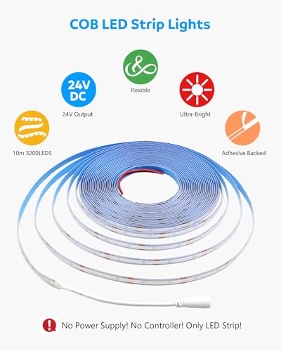 Tira de LED Azul COB Aclorol 32.8ft 24V Flexible miniatura 2