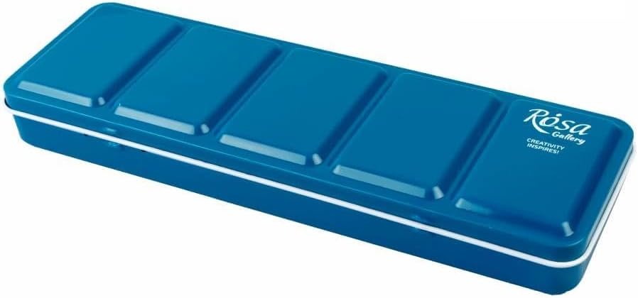 Blue Metal Box with Mixing Palette, for Individual Filling with 35 Full or Half Cells, Сase for Watercolor Paints (Blue, 14 Pans)