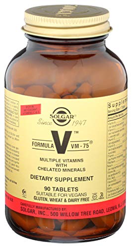 Solgar Formula VM-75, 90 Tablets - Multivitamin with Chelated Minerals - Vitamin A, B6, B12, C, D, E - Biotin, Magnesium, Calcium, Iron, Zinc, - Vegan, Gluten Free, Dairy Free, Kosher - 90 Servings