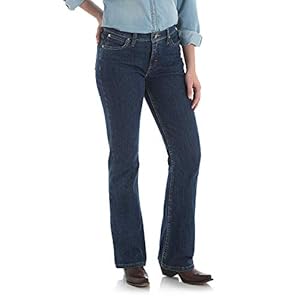Wrangler Women's As Real As Classic Fit Bot Cut Red Casted Blue Indigo Jean, Casted Blue Indigo, 14Wx34L