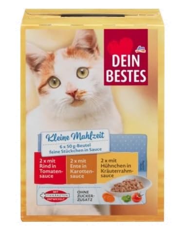 Dein Bestes, Wet cat food, pack of small pieces in sauce, (6 x 50 g), 300 g  (product from Germany) : Amazon.com.be: Grocery