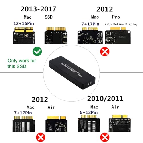 Caja externa USB-C para SSD Mac Air Pro 16+12 Pin miniatura 4