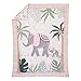 NoJo Tropical Princess Elephant/Jungle Pink and Green 4 Piece Crib Bedding Set - Comforter, Fitted Crib Sheet, Dust Ruffle and Storage