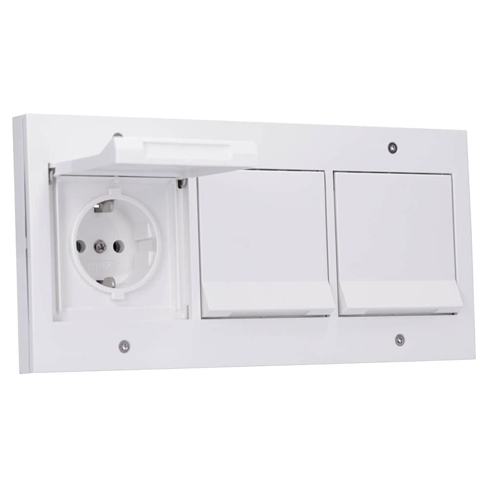 Gira TX 44 Reinweiß Komplett-Set 3x Steckdose 045466 3-fach Rahmen 021366 Feuchtraum IP44