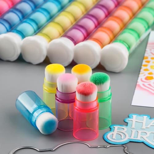 OTCRAFT48 Pcs/Set Soft Bristles Finger Daubers with 6 Storage Box Ink Blending Brushes Mini Stackable Blender Brushes Brush Head 0.75'' for Cardmaking Painting Drawing Handles Ink Blender Tool - Image 3