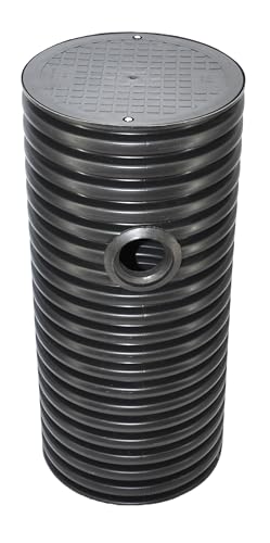 Drainageschacht DN425 0 5m/1m mit Anschluss 2xDN110/2xDN160 Deckel Sickerschacht KG Schacht Kontrollschacht KG Rohr Drainage Dachrinne Mit Boden/Ohne Boden (1m Rohr 2x Manschette 110 ohne Boden)