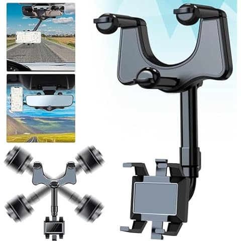 GUCABE 360 Rotatable and Retractable Rearview Mirror Phone Holder for Smartphones Cover