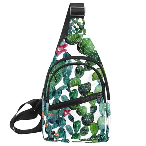 Riñonera con cremallera unisex en tonos multicolor con ilustración de cactus 1