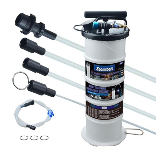 Zoomtools 6.5L Vakuum Manuell/Pneumatisch Ölabsauggerät Ölwechselpumpe Absaugpumpe Flüssigkeitsabsaugpumpe mit 5 Schläuchen (Manuell & pneumatisch)