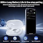 Adjustable Silicone Open Ear Headphones Wireless Bluetooth 5.4, Earbuds with Earhooks, IPX7 Waterproof, Bone Conduction Open Ear Earbuds for Running and Workout, Fast Charging - Image 5