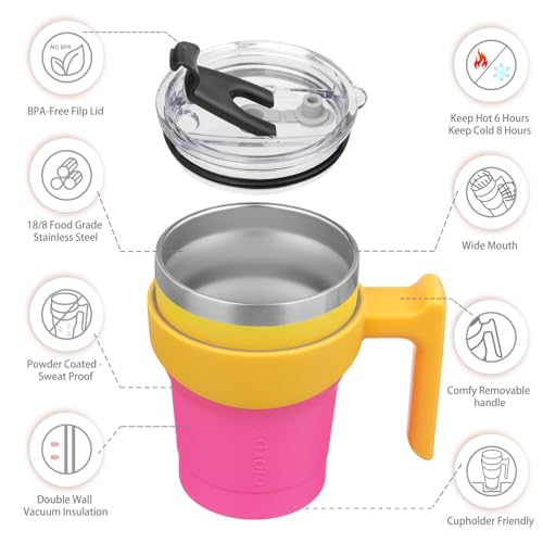 Image of BJPKPK 10 oz Mini Tumbler with Lid, Straw & Handle, Insulated Steel Cup