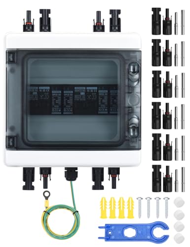 DIHOOL DC überspannungsschutz PV 2 Strings Solar Anschlusskasten für 2 Solarmodule Balkonkraftwerk, 40A 500V DC Trennschalter PV Anlage