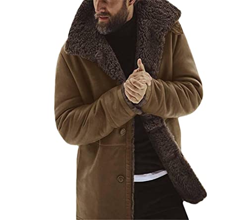 Veste d'hiver en polaire homme marron taille M chaude YIOLEAMP