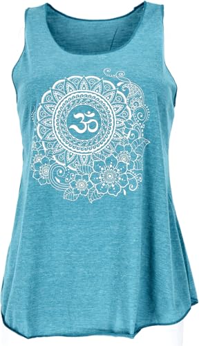 GURU SHOP Camiseta de tirantes con estampado étnico Om Mandala Yogatop para mujer, petróleo, 40